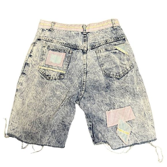 Vintage Bonjour High Waisted Patchwork Denim Shorts Size 10 - Picture 4 of 8
